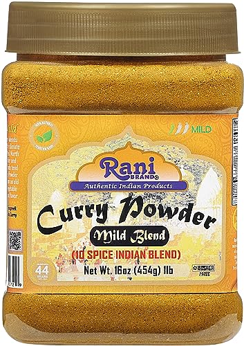Rani Curry Powder Mild (10-Spice Authentic Indian Blend) 1lb (454g) PET Jar ~ All Natural | Salt-Free | NO Chili or Peppers | Vegan | No Colors | Gluten Friendly | NON-GMO | Kosher | Indian Origin