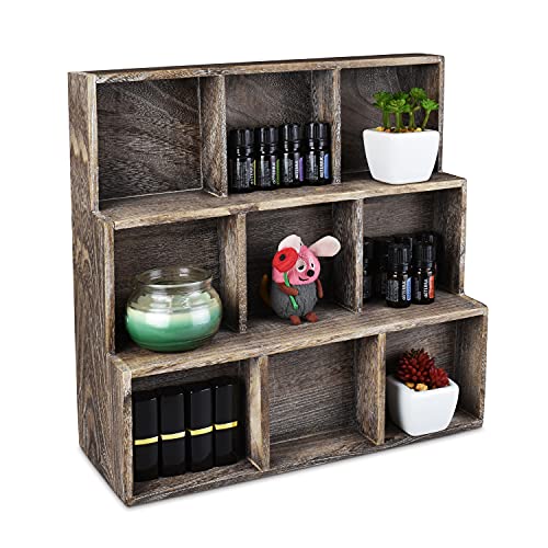 Ikee Design Wooden Multi-Slot Shelf Display-Stylish Wood Organizer Stand for Bangle Bracelets, Watches,Ties, Belt and More -Perfect for Home Decor and Store Display, Coffee Color