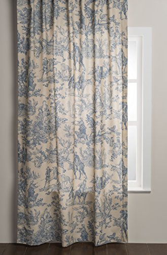 Maison d' Hermine Curtain 100% Cotton 50'x84' Curtains 1 Panel Easy Hanging with a Rod Pocket & Loop for Kitchen, Bedrooms & Offices, The Miller - Blue - Spring/Summer