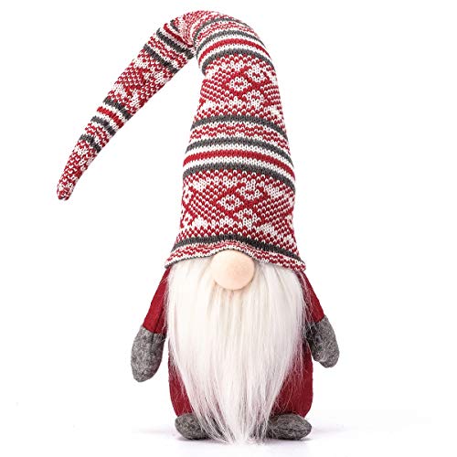 Funoasis Holiday Gnome Handmade Swedish Tomte, Christmas Elf Decoration Ornaments Thanks Giving Day Gifts Swedish Gnomes tomte (Red Stripe - 19 Inches)