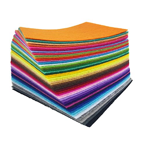 flic-flac 48PCS 8 x 12 inches (20 x 30cm) Assorted Color Felt Fabric Sheets Patchwork Sewing DIY Craft 1mm Thick … (20cm * 30cm, 48pcs)