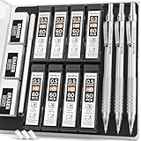 Nicpro 0.5 Mechanical Pencil Set with Case, 3PCS MP1000 Metal Artist Pencil & 8 Tube HB Lead Refills 0.5mm, 3 Erasers,9 Eraser Refills For Architect Writing Drafting, Drawing, Engineering, Sketching