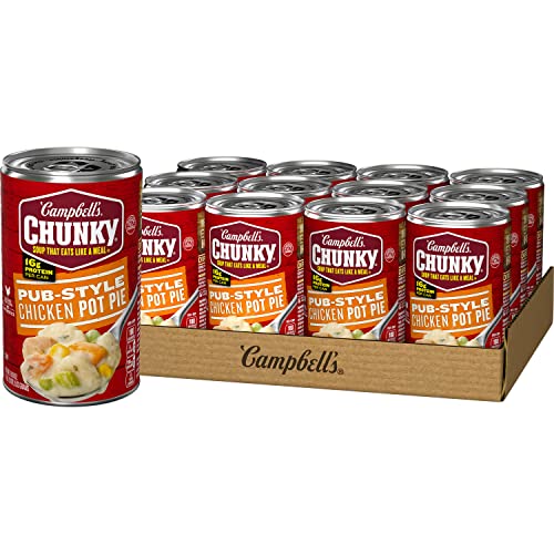 Campbell's Chunky Soup, Pub-Style Chicken Pot Pie Soup, 18.8 oz Can (Pack of 12)