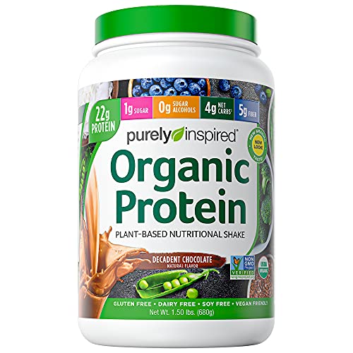 Plant Based Protein Powder | Purely Inspired Organic Protein Powder | Vegan Protein Powder for Women & Men | 22g of Plant Protein | Pea Protein Powder | Chocolate Protein Powder, 1.5 lb (18 Servings)