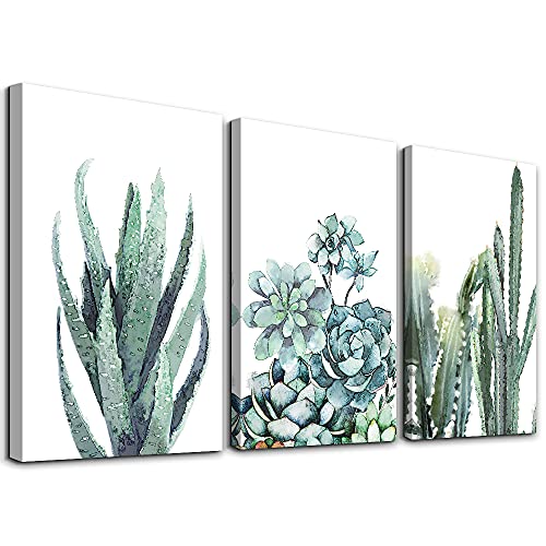Canvas Wall Art for living room bathroom Wall Decor for bedroom kitchen artwork Canvas Prints green plant flowers painting 16' x 24' 3 Pieces Modern framed office Home decorations family picture