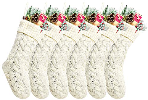 Kunyida Pack 6,14' Unique Ivory White Knit Christmas Stockings Style3