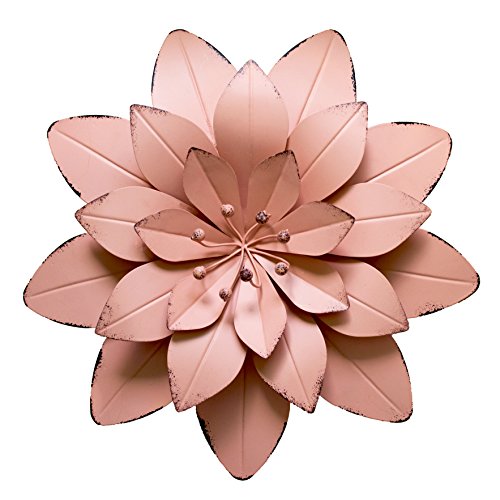 GIFTME 5 Dusty Light Pink Floral Metal Wall Art Decor(11.5x2 inch，1pc)