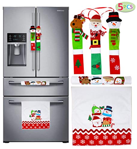 JOYIN 5 Pieces Christmas Kitchen Appliance Handle Covers for Kitchen Refrigerator Microwave Oven Dishwasher Decoration, Xmas Indoor Décor, Party Favor Supplies.