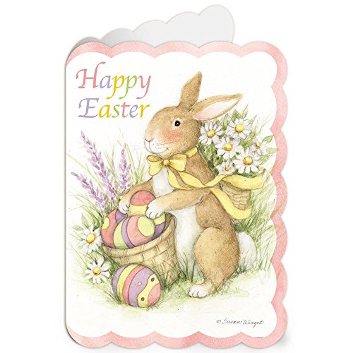 Deluxe Die Cut Easter Bunny Greeting Cards - Set of 8, 5 x 7 Inches, Envelopes Included, Inspiring Messages, Great for Announcements, Holiday Notes