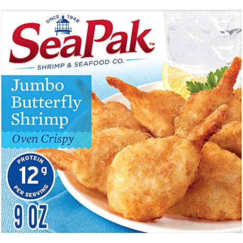 SeaPak Jumbo Butterfly Shrimp with Oven Crispy Breading, Delicious Seafood, Frozen, 9 oz
