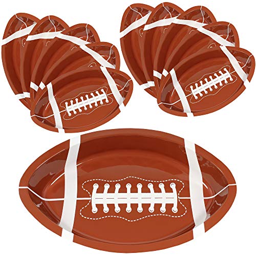 Anapoliz Football Serving Trays | 10 Pcs Plastic Football Snack Trays | Game Day Football Serveware | Tailgate Party Serving Platter | Football Party Decorations | Reusable Big Game Chip Trays