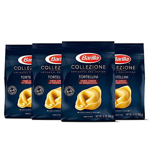 BARILLA Collezione Three Cheese Tortellini Pasta, 12 oz. Bag (Pack of 4) - 6 Servings Per Bag - Pantry Friendly Artisanal Dried Tortellini - Non-GMO, All Natural Ingredients, No Preservatives