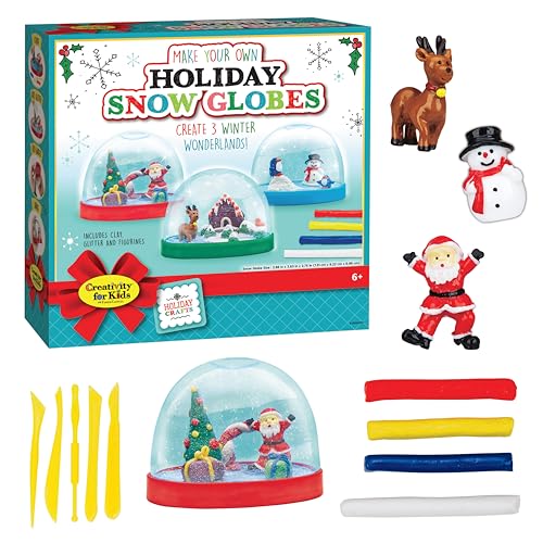 Creativity for Kids Make Your Own Holiday Snow Globes - Holiday Crafts for Kids, Create 3 DIY Snow Globes, Christmas Activities for Kids Ages 6-8+