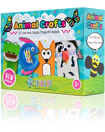 Craftikit ® Arts and Crafts for Kids - 20 Award-Winning All-Inclusive Fun Toddler Craft Box for Kids - Organized Art Supplies for Kids Ages 3-8 - Animal-Themed Kids Craft Kits