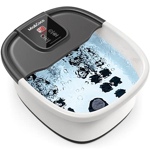 Mia&Coco Foot Bath Spa Soak Tub, Massager with Heat, Bubbles,Vibration,Auto & Manual Temperature Control & Pedicure Feet Spa, Warm Soothing Soak Relief with 22 Removable Rollers (Black&White)
