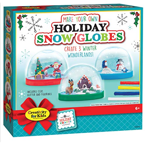 Creativity for Kids Holiday Snow Globes Craft Kit - Makes 3 DIY Christmas and Holiday Snow Globes for Kids