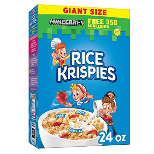 Kellogg's Rice Krispies Cold Breakfast Cereal, 8 Vitamins and Minerals, Rice Krispies Treats, Giant Size, Original, 24oz Box (1 Box)