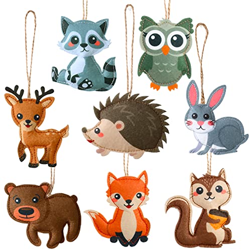 8 Pieces My Forest Friends Christmas Ornament Set Animals Craft Kit Christmas Tree Ornaments Felt Woodland Animal Decor Cute Animals Christmas Tree Decor for Christmas Tree Home Party Decorations
