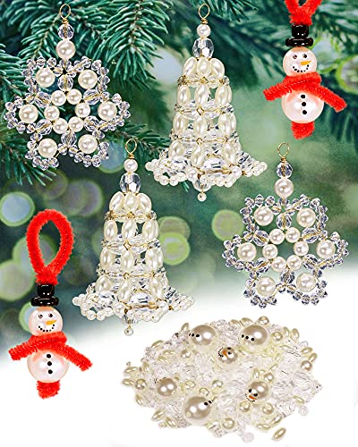 Christmas Beaded Ornaments Kits to Make (22 Sets)-Including 12 Pcs Snowman /4 Pcs Bell/6 Pcs Snowflake - DIY Christmas Crafts for Holiday Tree Decorations(Assembly Needed)