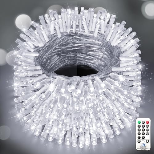 XURISEN 403FT Christmas Lights, 1000 LED Super Long String Lights 8 Modes & Memory Timer Plug in Twinkle Fairy Lights Decor for Home Xmas Party Wedding (1000LED 403Ft Clear Wire, Cool White)