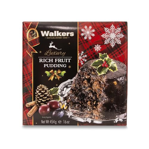Walker’s Rich Fruit Pudding - 16 oz Plum Pudding for Christmas - Luxury Holiday Treat and Dessert from Scotland