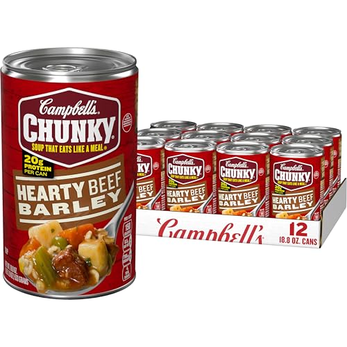 Campbell's Chunky Soup, Hearty Beef and Barley Soup, 18.8 Oz Can (Case of 12)