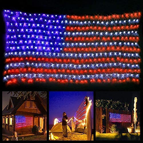 American Flag Lights 420 Super Bright LEDs, MZD8391 Waterproof LED US Flags Light for 4th of July Decorations, Memorial Day, Independence Day, Garden, Yard, Holiday, Party, Christmas Decorations