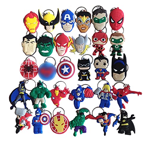 HUANGQH 30pcs cartoon keychains Key Goodie Bag Stuffer Christmas Gift Holiday Charms for Kids Birthday Party Favors School Carnival Reward Prizes Decoration Supplies