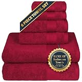 TRIDENT Soft & Plush Luxury Towel Set, 100% Cotton, 2 Bath Towels 2 Hand Towels 2 Washcloths Highly Absorbent Towels for Bathroom, 6 Pieces Crimson Fly Red Towel Set