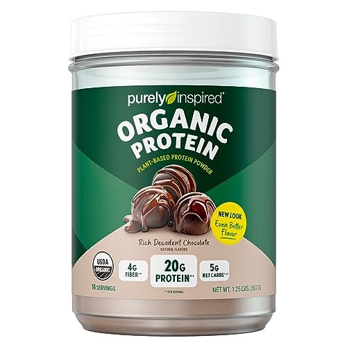 Purely Inspired Plant Based Protein Powder | Organic Protein Powder | Vegan Protein Powder for Women & Men | 20g of Plant Protein | Pea Protein Powder | Decadent Chocolate, 1.25 lb (16 Servings)
