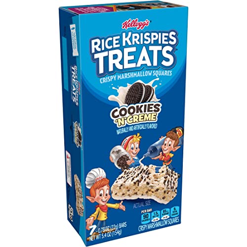 Rice Krispies Treats Marshmallow Snack Bars, Kids Snacks, School Lunch, Cookies'n'Creme, 5.4oz Box (7 Bars)