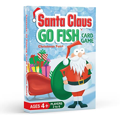Santa Claus GO FISH Card Game - Christmas Gift for Kids 4-8 - Matching, Slap Jack & Old Maid Using Same Deck