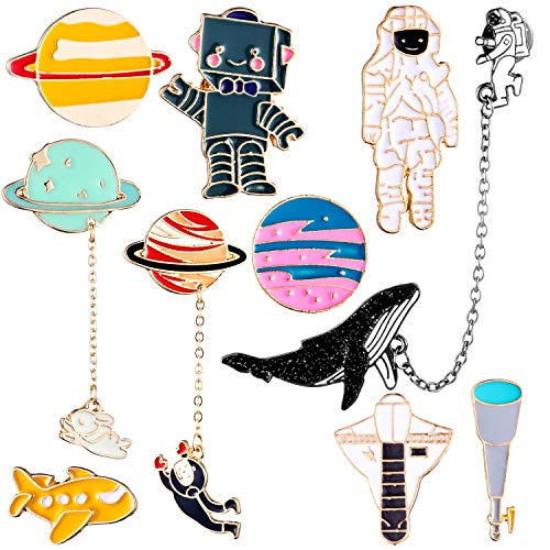 Gejoy 10 Pieces Enamel Pin Set Cartoon Lapel Brooch Space Badge Pin for Clothes Bag Jacket Backpack Decoration and Christmas Halloween Near Year Gift (Style Set 1)