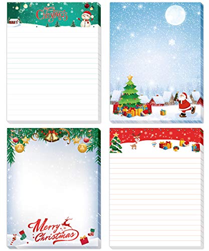 FANCY LAND 4 Christmas Notepads Holiday Notepads for Christmas Home School and Office