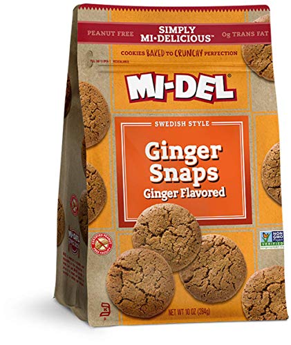 Mi-Del Cookies Ginger Flavored Snaps - Non GMO Certified, 0g Trans Fat Swedish Ginger Snaps Cookies Old Fashioned (Pack of 1)