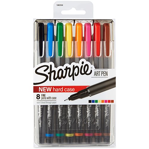 SHARPIE Art Pens, Fine Point, Colors may vary, Hard Case, 8 Pack (1982056)