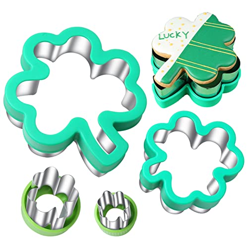 Cookie Cutters - Shamrock Cookie Cutters - St. Patrick's Day Cookie Cutters - 4 Pieces - Irish Cookie Cutters - Leaf Cookie Cutter - Holiday Cookie Cutters - Stainless Steel with Comfort Grip