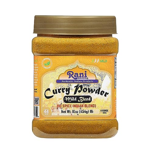 Rani Curry Powder Mild (10-Spice Authentic Indian Blend) 16oz (1lb) 454g PET Jar ~ All Natural | Salt-Free | NO Chili or Peppers | Vegan | No Colors | Gluten Friendly | NON-GMO | Indian Origin