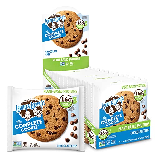 Lenny & Larry's The Complete Cookie, Chocolate Chip, Soft Baked, 16g Plant Protein, Vegan, Non-GMO, 4 Ounce Cookie (Pack of 12)