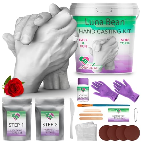 Luna Bean Hand Casting Kit - Unique Couples Gifts for Christmas, Anniversaries, Bridal Showers, Weddings, Engagements, Grandma - Mold Kit for Her, Him