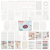 Easy to Use Stencil Set for Dotted Journals - Time Saving Planner Accessories/Supplies Kit Makes Creating Layouts Easy - Incl. Bullet Point Checklists, Daily/Weekly/Monthly Calendars