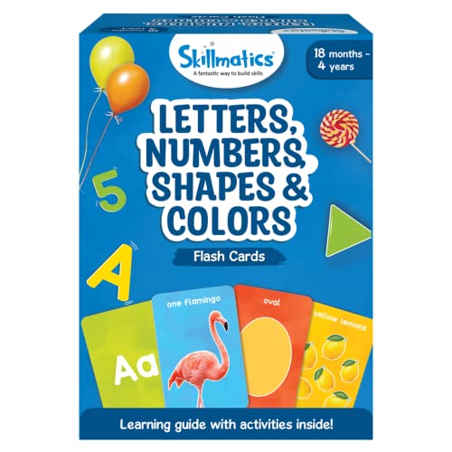 Skillmatics Thick Flash Cards for Toddlers - Letters, Numbers, Shapes & Colors, 3 in 1 Educational Game, Gifts, Learning Activities for 18 Months to 4 Years