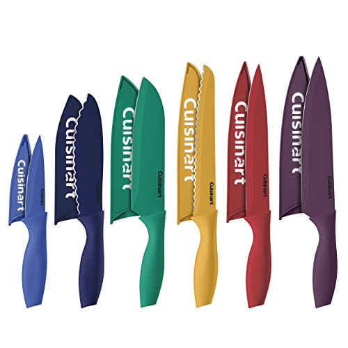 Cusinart Block Knife Set, 12pc Cermaic Knife Set with 6 Blades & 6 Blade Guards, Lightweight, Stainless Steel, Durable & Dishwasher Safe, C55-12PCKSAM