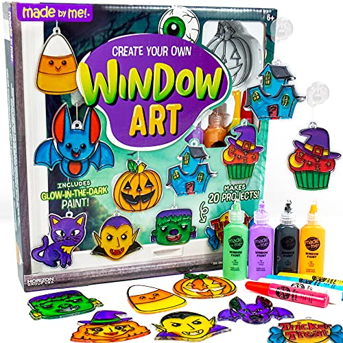 Made By Me Create Your Own Halloween Window Art, DIY Suncatcher Kit and Window Clings, Great Staycation or Sleepover Activity, Fun Group Activity, Arts and Crafts Set for Kids Ages 6, 7, 8, 9