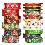 AEBORN Christmas Washi Tape Set - 21 Rolls Gold Foil Holiday Decorative Tapes Perfect for Bullet Journal, Scrapbook, Gift Packaging, DIY Crafts