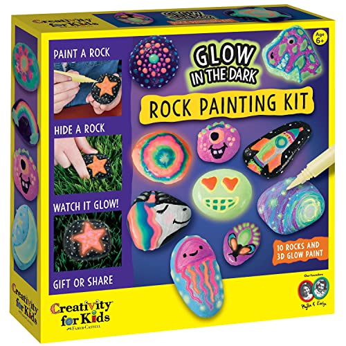 Creativity for Kids Glow in the Dark Rock Painting Kit - Painting Rocks Craft, Arts and Crafts for Ages 6-8+, Creative Gifts for Kids