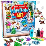 Made By Me Create Your Own Holiday Window Art by Horizon Group USA, Make 20 Projects, Includes Winter-Themed Suncatcher Frames & Window Clings, Glitter Paint, Paint Tubes, Suction Cups & Cording