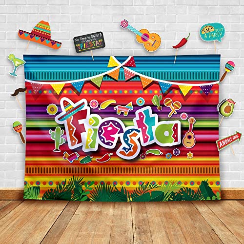 Fiesta Theme Photography Backdrop & Studio Props Kit, Cinco De Mayo Party Decorations, Mexican Photo Booth Background for Pictures, Summer Pool Mexicana Birthday Party Supplies
