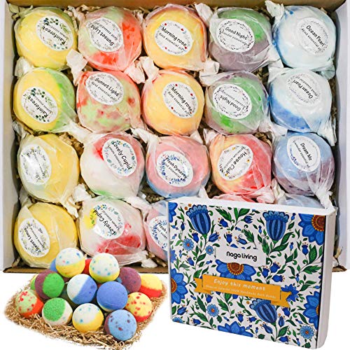 Nagaliving Bath Bombs Gift Set, 20 Wonderful Fizz Effect Handmade Bath Bombs for Valentine’s Day, Christmas, Mother’s Day, Father’s Day, Children’s Day, Birthday, Thanksgiving Day& Any Anniversaries