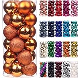 Emopeak 24Pcs Mini Christmas Balls Ornaments for Xmas Tree - 1.57 Inch Small Shatterproof Christmas Tree Decorations Hanging Ball for Holiday Wedding Party Decoration Orange